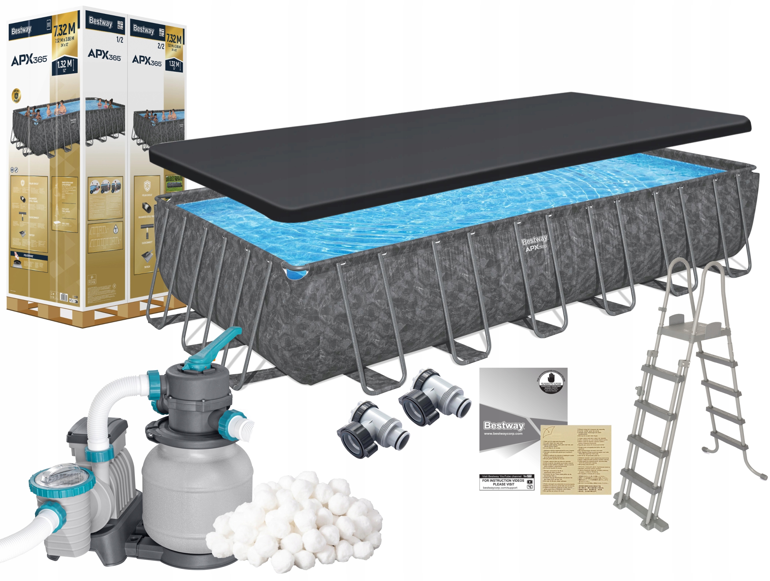 Basen stelażowy prostokątny Bestway 732 x 366 cm