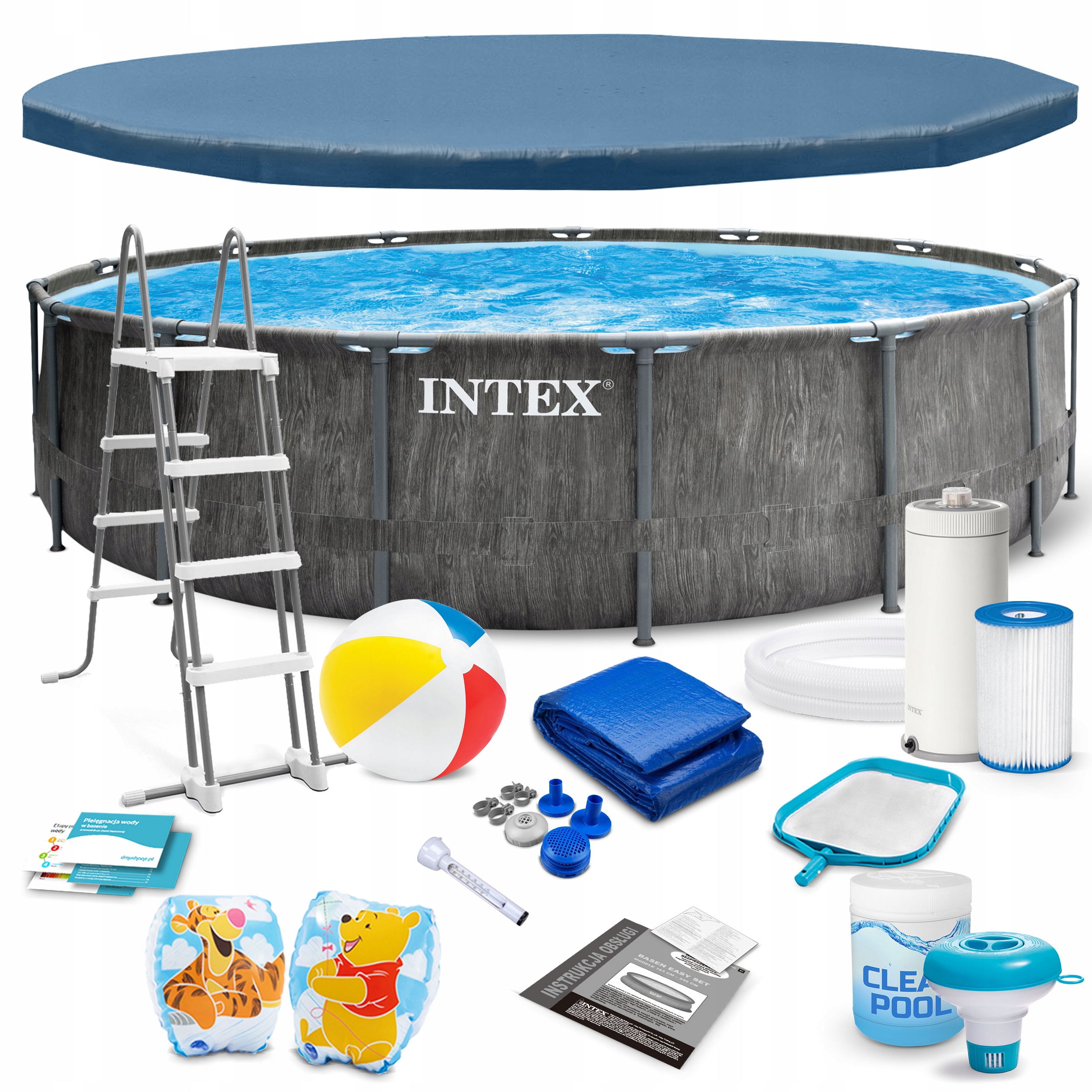 BASEN OGRODOWY STELAŻOWY INTEX 457x122 ZESTAW 18W1