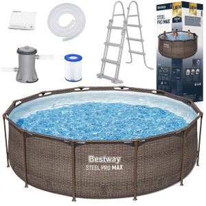 Bestway basen Stelażowy 366x100cm 8w1 rattan pompa drabinka 56709