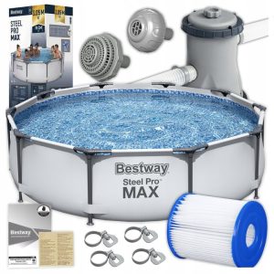BASEN STELAŻOWY OGRODOWY BESTWAY Z POMPA FILTR 305X76 STEEL PRO MAX ZESTAW