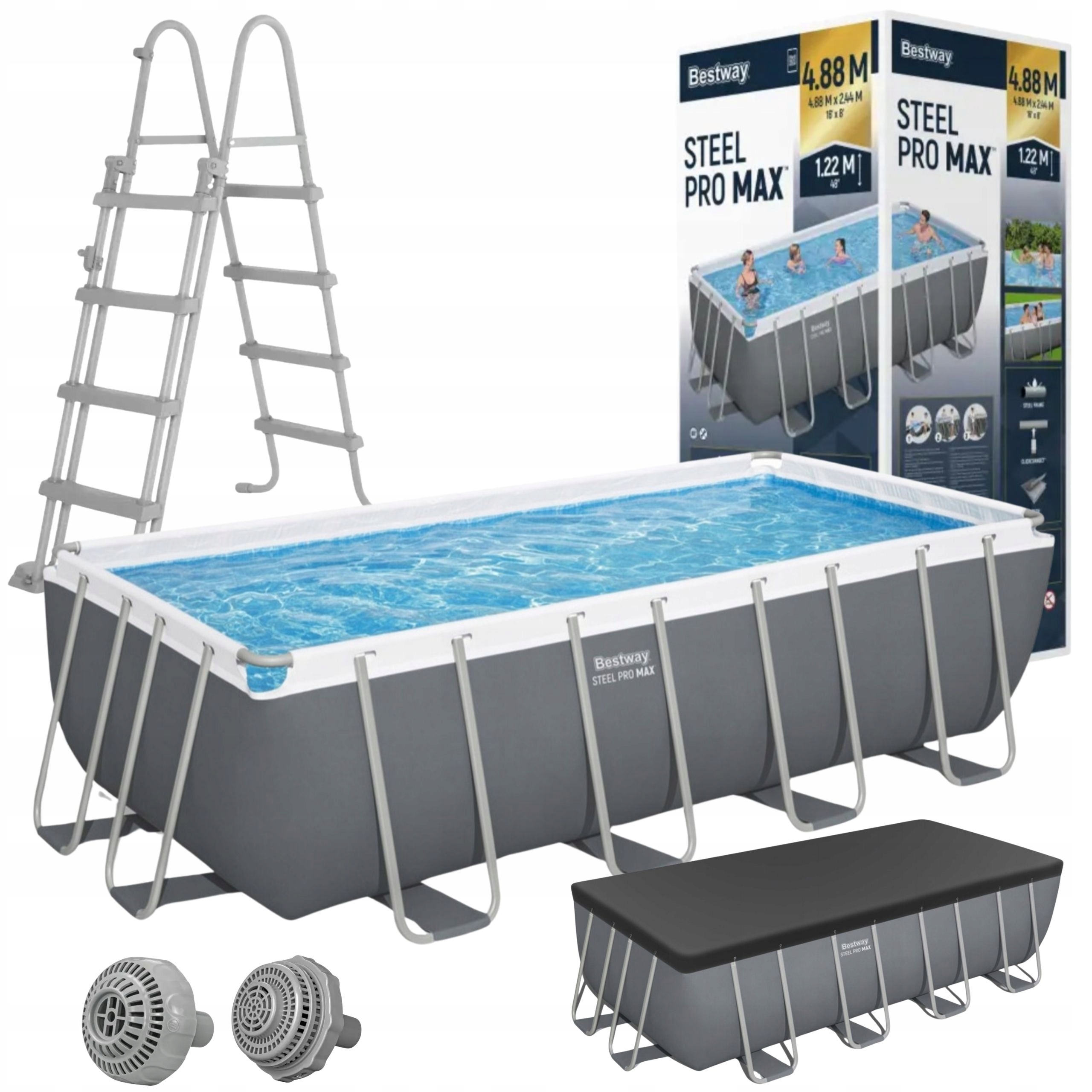 Basen stelażowy prostokątny 488x244x122 cm Bestway 56671 bez pompy