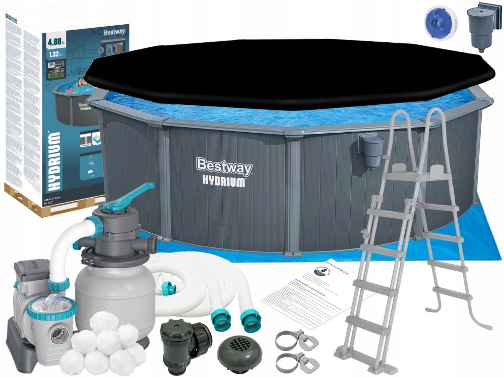 Basen Ogrodowy Całoroczny Kanadyjski Stalowy Panelowy Bestway 561CU 488X132