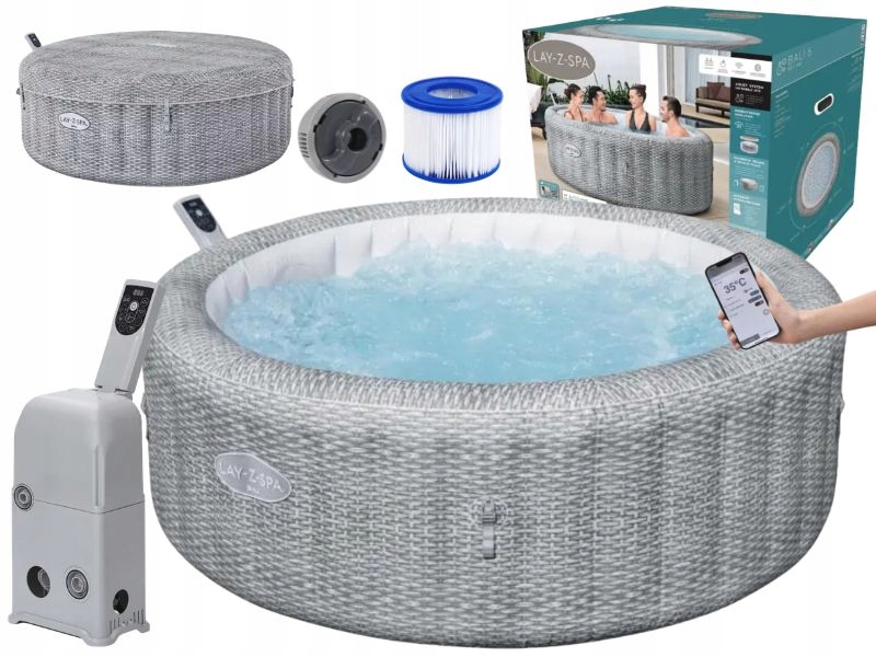 Basen hydromasaż dmuchane spa ogrodowe rattan WIFI Bali Bestway 6001N