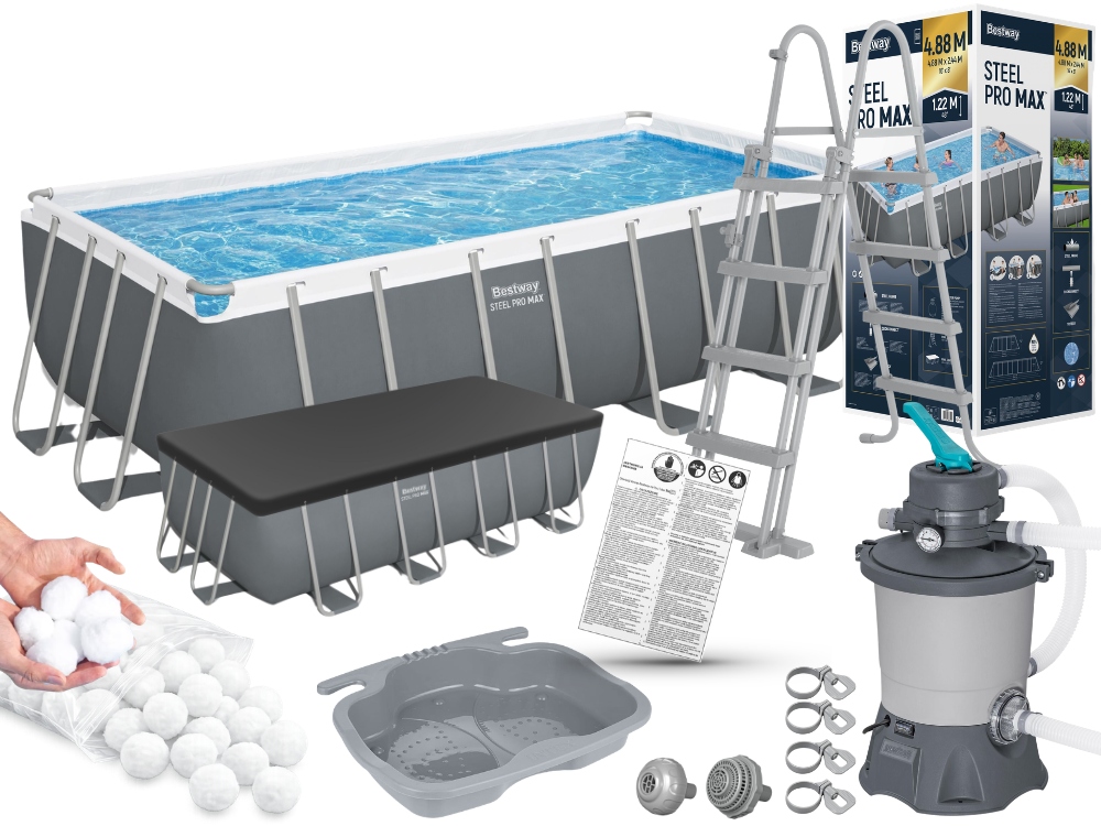 Basen Ogrodowy Stelażowy 488x244x122 z pompą piaskową Bestway 56671 NEW2026